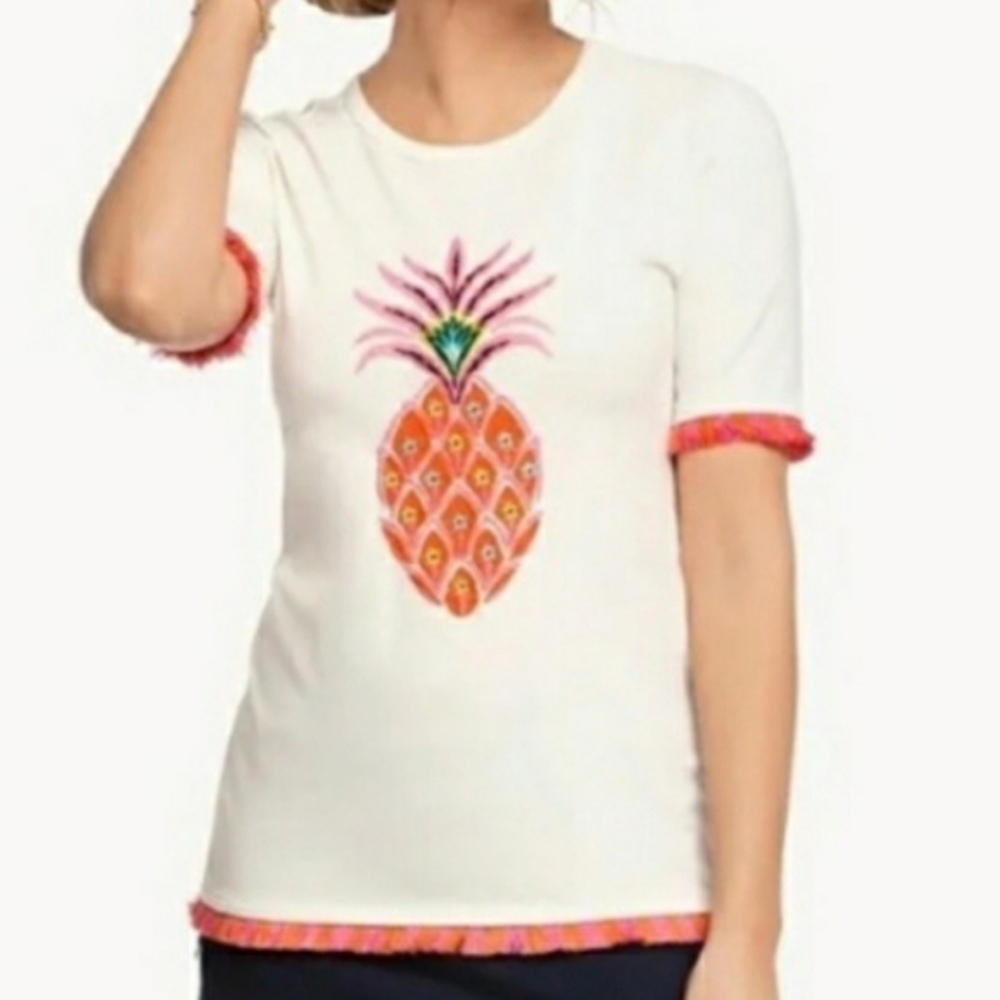 New Spartina 449 Kaia Pineapple Arden Fringe Shirt